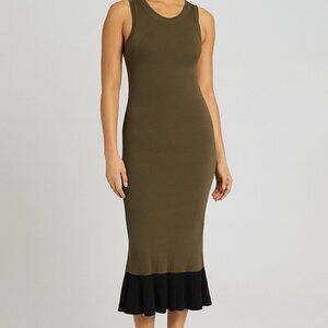 Rachel Roy Sweater Knit Midi Ruffle Dress NWT L